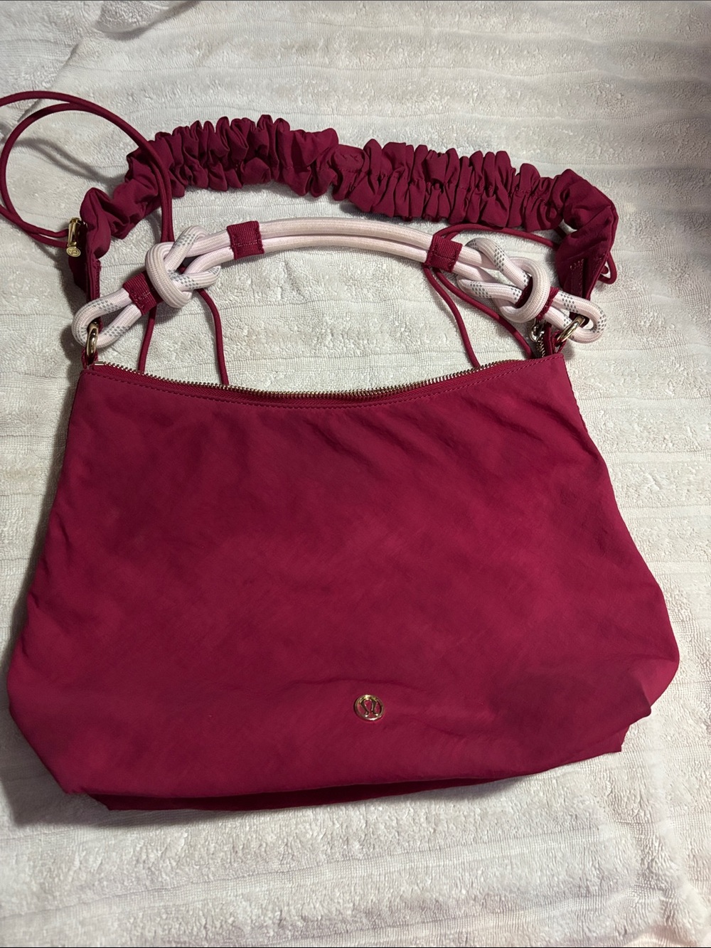 lululemon athletica Fuchsia Shoulder Bag with White Knotted Handles